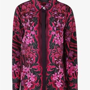 Versace, Floral Pink and Black Women's Silk Sweater